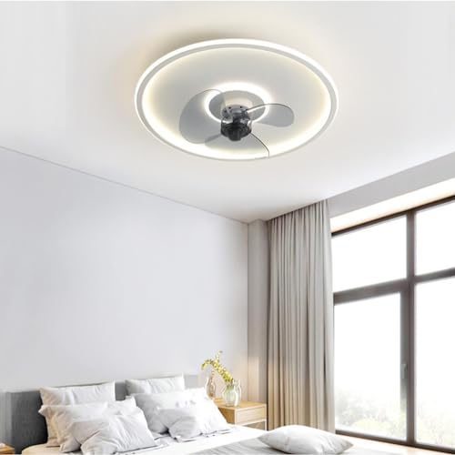 Ventilador de Techo LED de Estilo escandinavo, Simple, Invisible, silencioso, con Control Remoto, Regulable, Redondo, Blanco, para Dormitorio, Comedor, Delgado, de una Pieza.