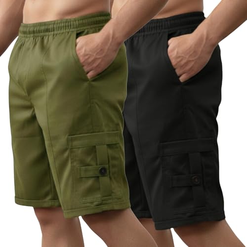 Image of NINQ Men's Half Cargo Shorts Featuring a Slim Yet Relaxed fit, Designed for Comfort. Stylish Casual Shorts with Functional Pockets, Perfect for Casual wear.