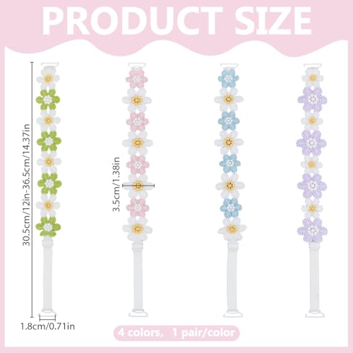Image of FREEBLOSS 4 Pairs Decorative Floral Bra Straps Removable Invisible Bra Straps Replacement 4 Styles Adjustable Lingerie Strap for Women, 1-1.4 inch Wide