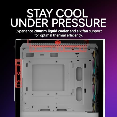 Image of Cooler Master Elite 302 White Micro-ATX High Airflow Minimalist PC Case, 365mm GPU Max, Compatible RTX 5080 RX 7090 XT, 280mm AIO Max, Type C, Tempered Glass, Triple 120mm aRGB Fan, Intakes Grill