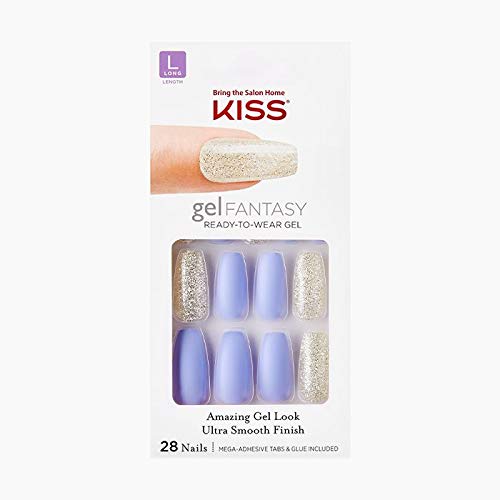 Kiss Nails GEL FANTASY- Long Design Nails w/Adhesive Tabs & Glue (KGN07-RUSH HOUR)