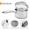 Stainless Steel Saucepan with Tempered Glass Lid,Multipurpose Sauce Pan, Sauce Pot - Side Spouts for Easy Pour with Ergonomic Handle