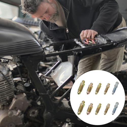 Wjelet 10 Stück Bremssattel Entlüftungsschraube Set, Entlüfterschrauben Für Hauptbremszylinder Und Scheibenbremssattel,Robuste Stahlkonstruktion Für Auto Motorrad Fahrrad Wartung