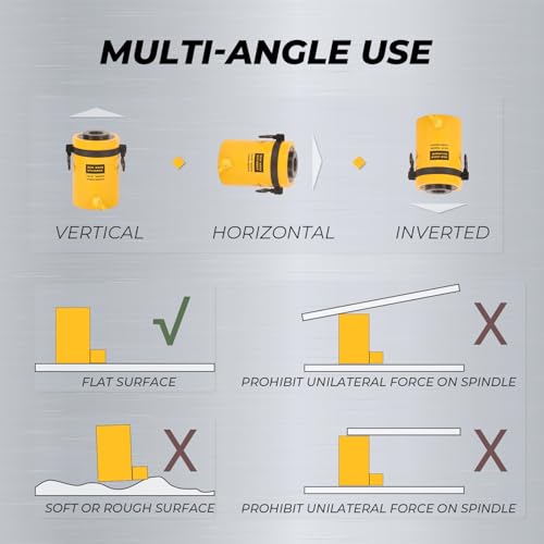 Image of 60T Hydraulic Cylinder Jack, 2 inch Stroke Hollow Single Acting Hydraulic Ram Lifting Cylinder RCH-6050 Automatically Porta Power Jack for Shipbuilding, Machinery, Construction