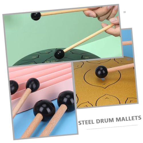 Mazas SUPVOX para steel drum con mango de madera y punta de goma, 2 piezas, 16.5 cm longitud, color negro miniatura 7