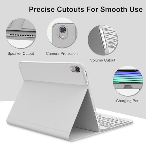 Image of iPad mini 7th (A17 Pro, 2024) Keyboard Case for iPad mini 6th Gen2021-8.3in Wireless Keypad for A17 8.3'' Case with Pen Slot, Smart Cover for Apple Mini-7 /6 Gen Detachable Keyboard, Grey