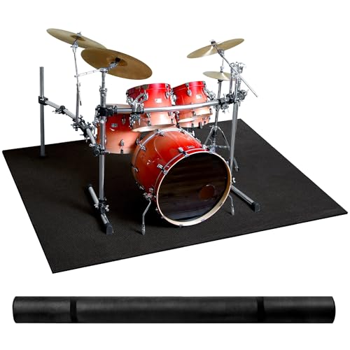 Drum Rug, 4 x 5.3Ft Drum Mat Drum Carpet with Non-Slip Grip Bottom, Soundproof Drum Floor Mat for...