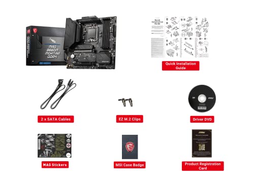 Image of MSI MAG B660M Mortar DDR4 Motherboard, Micro-ATX - Supports Intel 12th Gen Core Processors, LGA 1700 - DDR4 Memory Boost 4800+MHz /OC, PCIe 4.0 & 3.0 x16 Slots, 2 x M.2 Gen4 Slots, 2.5G LAN