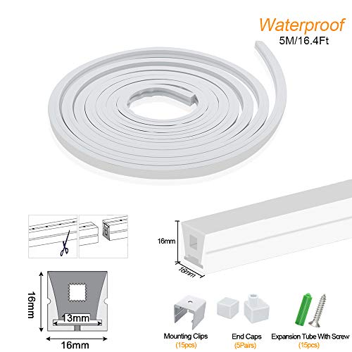 image for BIRRAY Newest 16.4FT/5M Silicone LED Channel System, 16x16mm DIY LED N