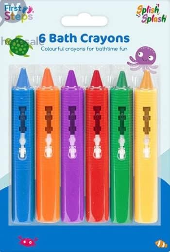 1122 Baby Bath Crayons First Step Creative Art Toddler Bath Toys for 2 Year Olds Time Fun Colorful Kids Washable Baby Bath Toys Non-Toxic Draws on Tiles & Porcelain and Wipe Messy Play Pack of 6