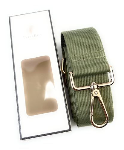 Image of Sage Green Purse Strap with Light Gold Hardware 1-1 /2 Inch Wide Solid Color Replacement Crossbody Guitar Style Shoulder Strap for Handbags Totes