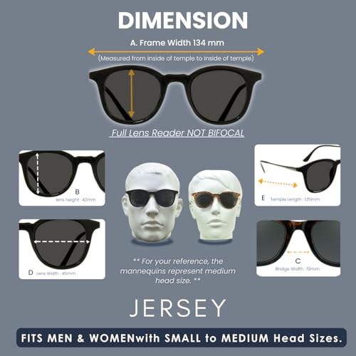 Image of proSPORT Full Lens Reading Sunglasses for Men & Women, Lightweight UV400 Protection, Non-Bifocal Sun Readers +1.00 to