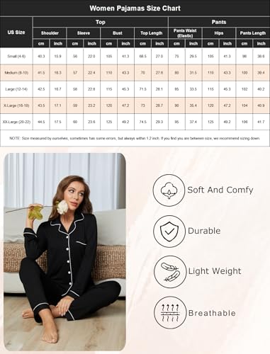 Image of Pjmlifecoco Pajamas Set Long Sleeve Womens Button Down Sleepwear Two Piece Nightwear Soft Pj Lounge Sets S-XXL