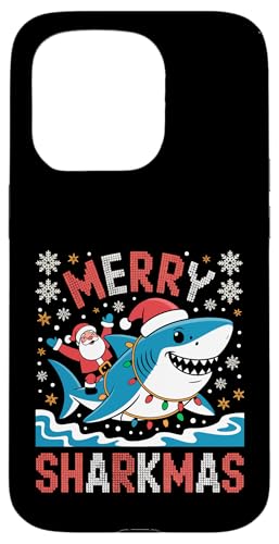 Merry Sharkmas AO[Z[^[ T^ CfBO V[N Cgt X}zP[X iPhone 15 Pro p