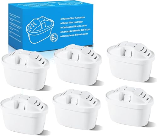 Mutital Cartuchos de filtro de agua 6 piezas de repuesto para filtro de agua Brita Maxtra + Cartuchos de filtro, Aquaphor, Cartuchos de filtro compatible con jarra Brita, Dafi (6)