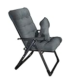 immagine prodotto ASDNN Lettino Prendisole, Sedia Pieghevole Multifunzionale Regolabile a 9 velocità, Poltrona reclinabile da Giardino all'aperto con Cuscino Imbottito, Portata 150 kg, Acciaio (Color : Grey, Size : B)