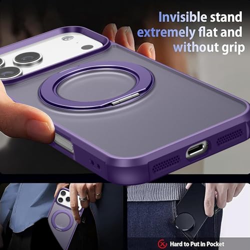 Image of BENTOBEN Magnetic for iPhone 17 Pro Case 2025, Phone Case iPhone 17 Pro with Magsafe Invisible Stand Kickstand Ring Holder Slim Thin Shockproof Bumper Women Men Cover for iPhone 17 Pro 6.3 inch, Purple