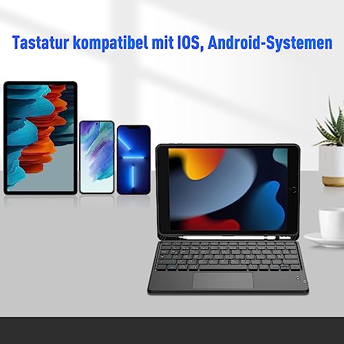 FINTIE Kabellose Bluetooth Tastatur mit Touchpad, Schwarz – Ansicht 2