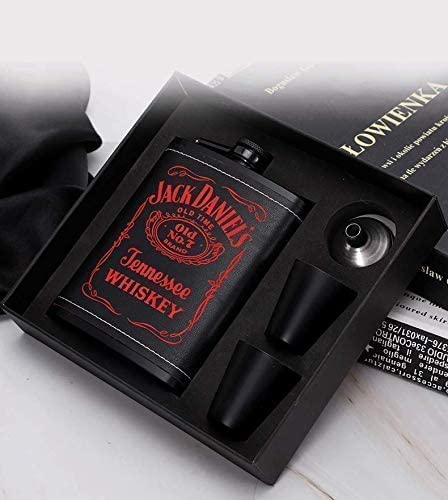 Flasque Alcool Acier Inoxydable,Flasque Alcool,Portable Flasque Whisky,avec 2 tasses et entonnoir 100% étanche,pour Voyage,Pêche,Camping Et Escalade,Cadeau de fête des pères Cover