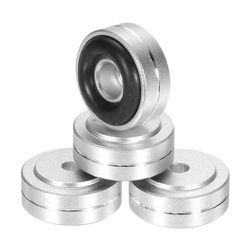 MECCANIXITY 8 Pcs Subwoofer Isolation Pad 20x8mm Silver, Pies de Aislamiento para Altavoz con Tornillos M3 miniatura 4