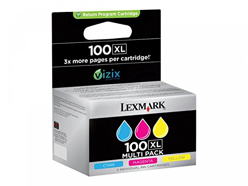 Lexmark 100XL   Cartucho de Tinta para impresoras (Cian, Magenta, Amarillo, Alto, 600 páginas, 110 g, 2 Año(s))
