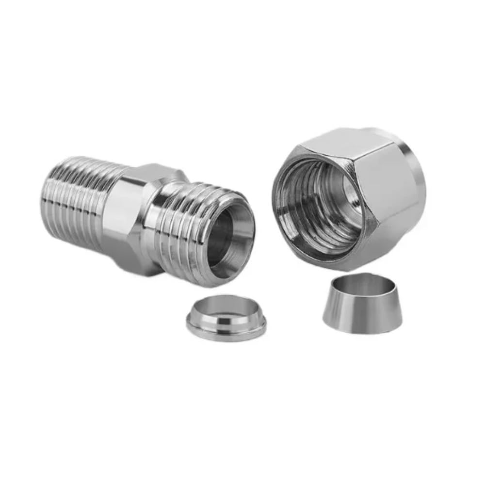 Conector de tubo recto de compresión de doble casquillo macho NPT, unión de compresión de acero inoxidable 304(20MM*1INCH)