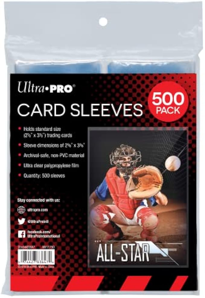 Ultra PRO Clear Card Sleeves for Standard Size Trading Cards measuring 2.5" x 3.5" (500 count pack)