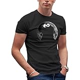 Sesame Street Cookie Monster in Moonlight Night articial Inspired Herren Schwarz T-Shirt Size 3XL