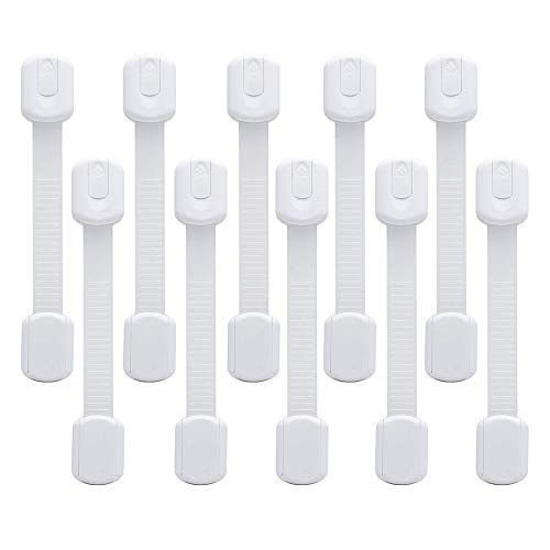 IMILCS - Cerraduras de seguridad para niños, 3 m, fácil de instalar, cerraduras de seguridad para niños, para armarios de cocina, cajones, armarios, frigorífico, basura, paquete de 10 unidades