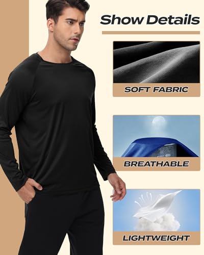 Long Sleeve Shirts for Men - Quick Dry Moisture Wicking UV UPF Sun Protection T-Shirts for Fishing Workout Swim4