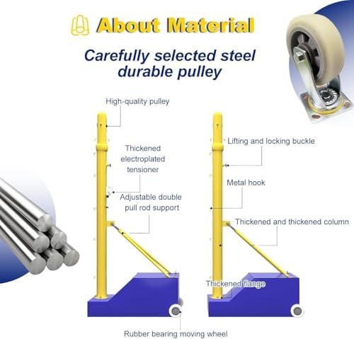 Adjustable 5ft-6.8ft Volleyball & Badminton Poles Set with Nets - Portable Outdoor Sports Equipment for Backyard, Lawn, School Gymnasium, Perfect for Family Fun & Active Play.