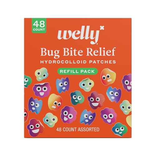 Welly Bug Bite Relief Patches Refill Carton | Drug-Free Hydrocolloid Calms Itching and Prevents Picking | 48 Count