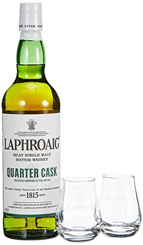 Laphroaig Quarter Cask Single Malt Scotch Whisky, limitierte Geschenkverpackung mit 2 Nosing Gläsern, 48% Vol, 1 x 0,7l