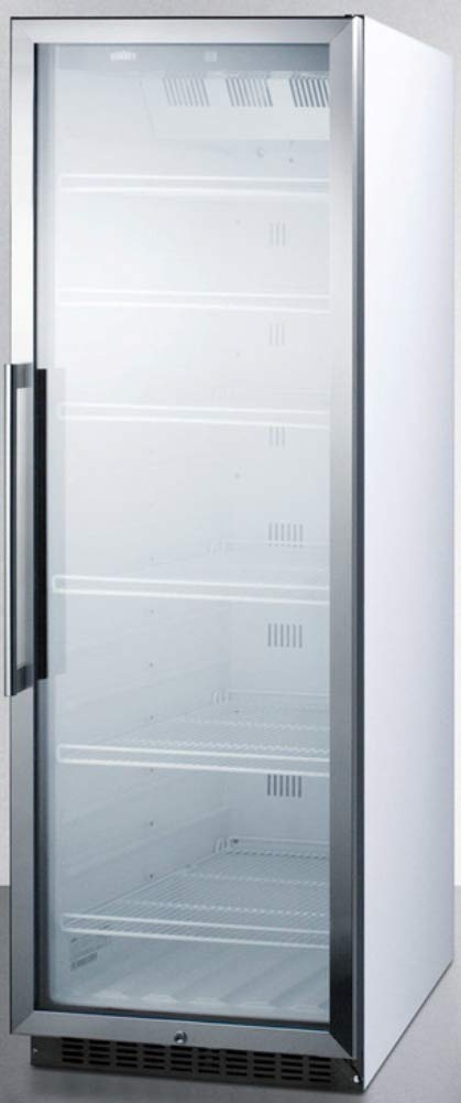 Summit 24" Full Size Beverage Cooler Refrigerator With Glass Door | Commercial Display Fridge For Wine Soda | 12.6 Cu Ft, (6) Adjustable Wire Shelves, 24"W X 24"D X 69.8"H, Stainless Steel, White, Nsf on Fridge.com - View 3