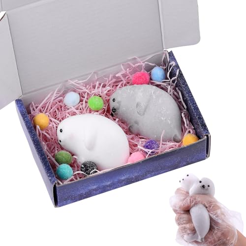Anboor 2 PCS Seal Squishies Toy, Soft Animal Squeeze Fidget Toys Stress Relief Stress Balls for Kids Adults Autism Birthday Gifts (Seal)