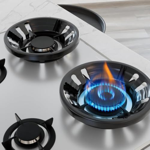Image of The Earth Store Black Gas Saver Stand Set of 2 | Premium Gas Burner Cover for Wind | Windproof Energy Saving Burner Protector | Chula Support Stand