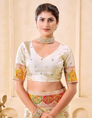 Image of SIRIL Women's Banarasi Silk Jacquard Zari Work Saree With Unstitched Blouse Piece