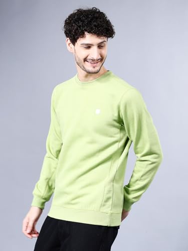 Image of The Indian Garage Co Green Regular Fit Self Design Overhead Crewneck Sweatshirt