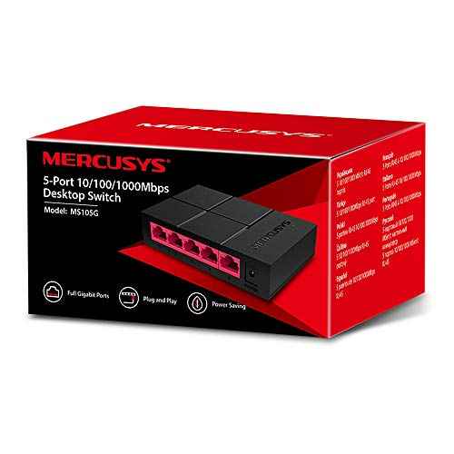 image for MERCUSYS 5-Port 10/100/1000Mbps Desktop Ethernet Switch/Hub, Ethernet 