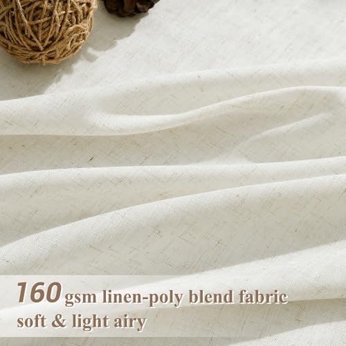 Image of Joywell Extra Long Linen Curtains 108 Inches for Living Room Warm Beige