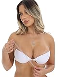 Sutiã com Bojo Push Up Alça de Silicone Removível com Fecho Frontal Laluju Lingerie (BR, Alfa, M, Regular, Branco)