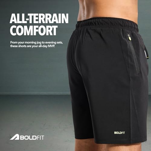 Image of Boldfit Shorts for Men Training Gym Shorts for Men Workout Lightweight Running Short for Man Badminton Short for Boys Breathable Gym Wear for Boys Half Pant for Running, Cycling, Workout, Pickleball