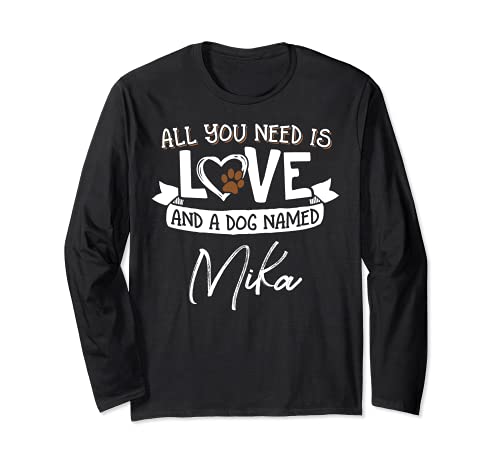 Cute Dog Named Mika Design for Women and Men Long Sleeve T-Shirt, Black