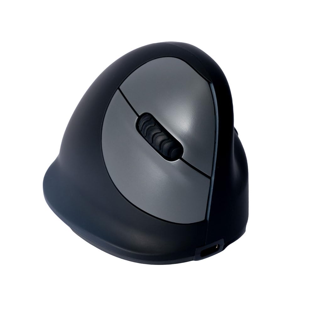 R-Go HE Ergonomische Maus, Bluetooth 5.0, Silent funkmaus, Kompatibel mit Anti-RSI-Software, Vorbeugung Mausarm, Wiederaufladbare kabellose vertikale Maus für Windows/MacOS, 5 Tasten, Schwarz