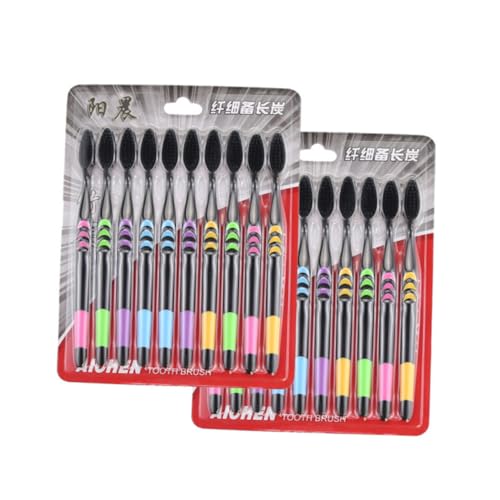 COLLBATH 10 Stück Teiliges Holz Zahnbürsten mit Aktivkohle Weiche Borsten Ergonomischer Rutschfester Griff Umweltfreundlich und Biologisch Abbaubar Zahnpflege für Zufällige Farbe – Bild 4