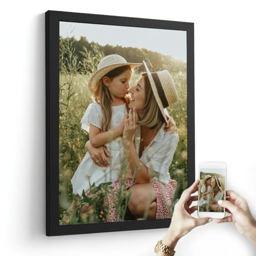 Nacnic Cuadro personalizado con tu foto | Tu foto enmarcada cuadro negro | Regalo personalizado | Impresión digital de fotografia papel brillo | 100% Personalizable | Regalo para Bodas, Cumpleaños