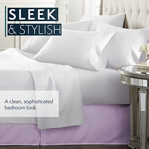 Hc Collection Lavender California King Bed Skirt - Dust Ruffle W/ 14 Inch Drop - Tailored, Wrinkle & Fade Resistant #TOP4