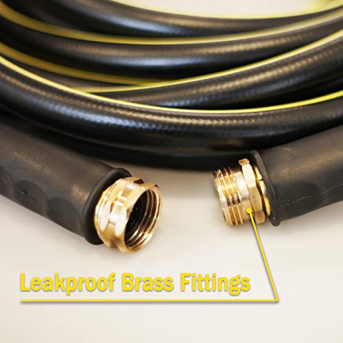 Top Dog Rubber Garden Hose, Heavy Duty Durable Triple Latex Core Hose With 8 Function Nozzle & Holder, Easy Storage Kink Free Water Hose For Garden Watering/Pet Cleaning (30Ft) #TOP4