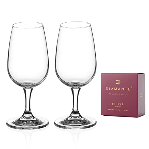 DIAMANTE Port and Wine Tasting Glasses - Auris Collection Undecorated Crystal - Set of 2 Standardised Degustation Wine Tasting Glasses