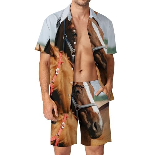 Chemise Hawaïenne Homme Ensemble Short Pantalon Plage Été Casual S